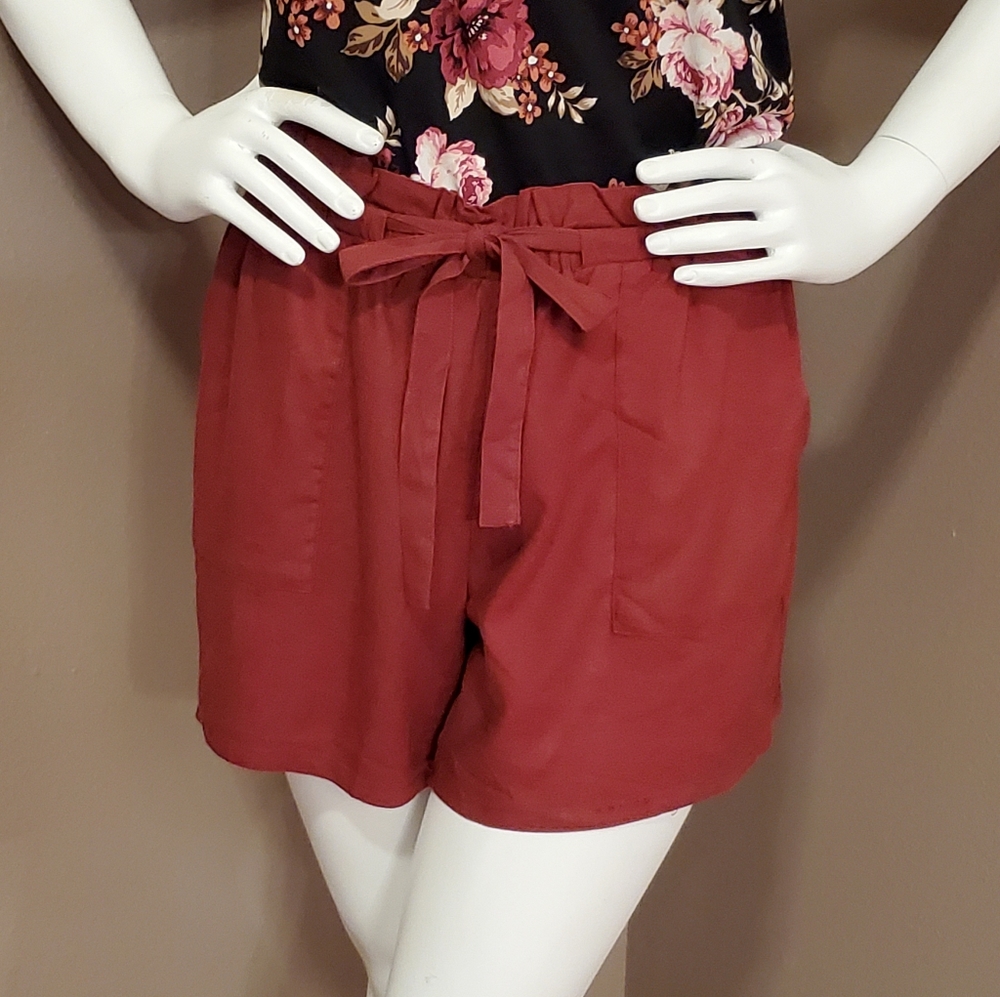 NWT TORRID rust red linen blend shorts 00, 10